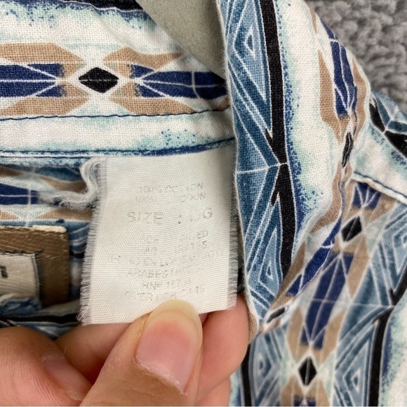 Vtg Western Plains Trading Co Western Cowboy Aztec Long Sleeve Button Shirt Sz L - Picture 10 of 11